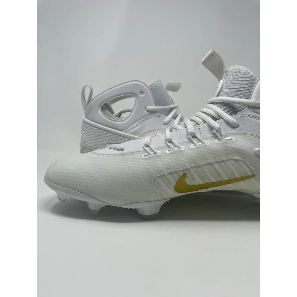 Nike Huarache 9 Elite LAX Mid Lacrosse Cleats White Gold Men's Size 12.5‎ New